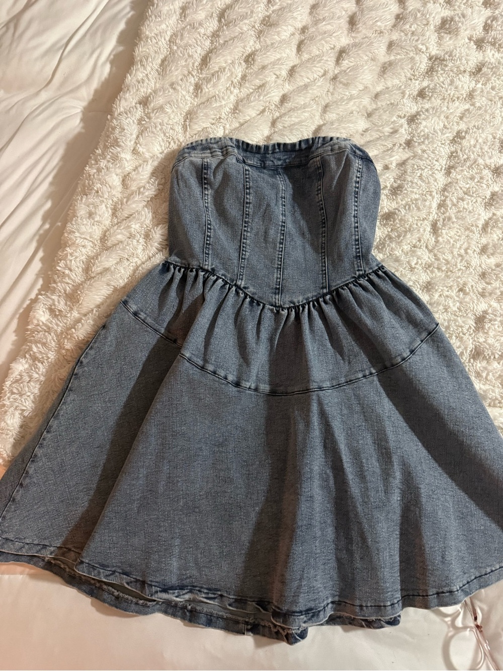 Strapless Denim Sundress in Light Blue